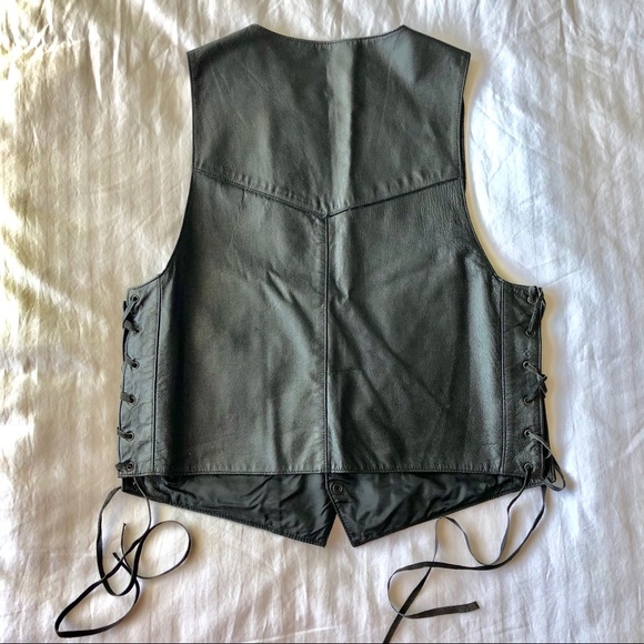 Vintage Lucky leather motorcycle vest size M - Picture 2 of 4